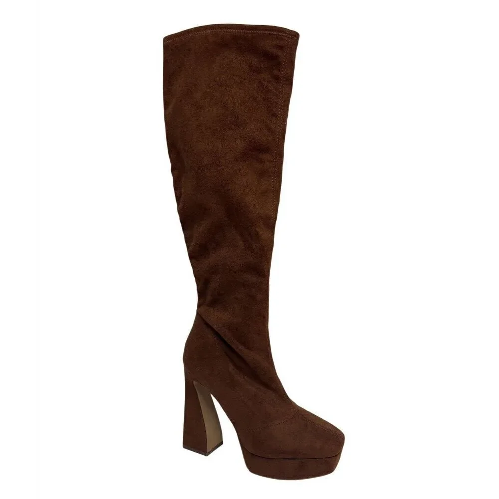 JESSICA SIMPSON/ JS-Daniyah / Zipper / Knee-High Platform / Boots - Brown / Suad